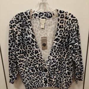 Chico's Snow Leopard Print Cardigan (1-M8)